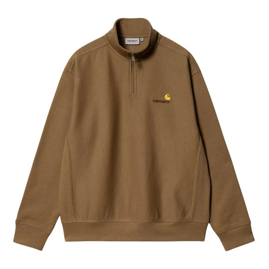 Felpa Uomo Carhartt Half Zip American Script Biscotto