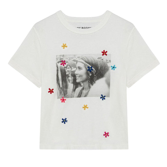 T-Shirt Donna Roy Roger'S Woodstock Bianco
