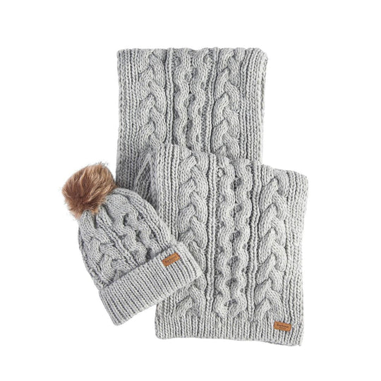 Set Donna Barbour Cappello+Sciarpa Penshaw Grigio