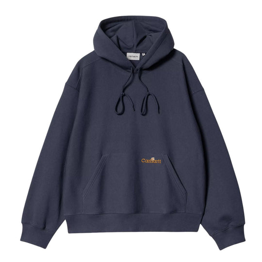 Felpa Uomo Carhartt WIP Hooded Label Script Sweat Blu