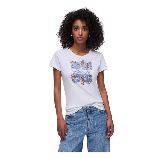 T-Shirt Donna Li-Jo Scollo G/C Stampa Bianco