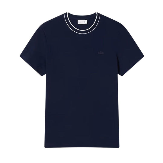 T-shirt Herren Lacoste Kragen Streifen Dunkelblau
