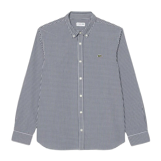 Camicia Uomo Lacoste A Quadri In Popeline Regular Fit Bianco/Blu
