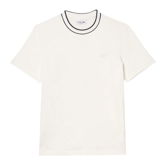 Men's Lacoste Striped Collar White T-shirt