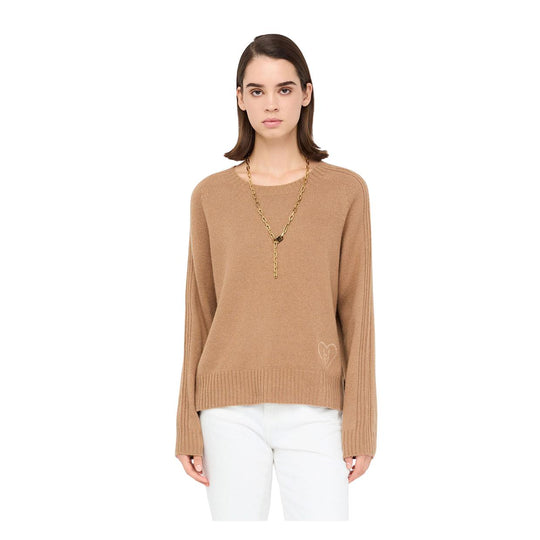 Maglia Donna Liu-Jo G/C Ricamo Strass Cuore Cammello