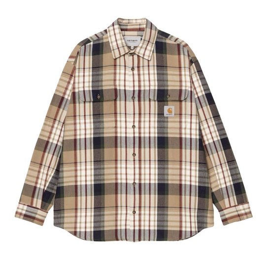 Camicia Uomo Carhartt L/S Tamblyn Shirt Cotton Check Cuoio