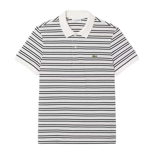 Polo Uomo Lacoste In Petit Piqué A Righe Classic Fit Bianco/Nero/Grigio