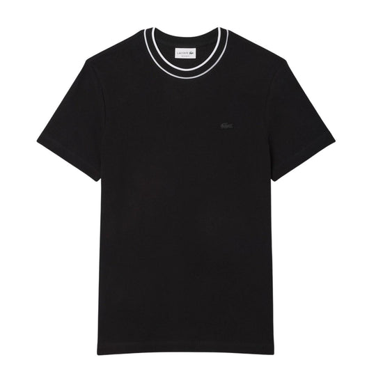 T-shirt Herren Lacoste Kragen Streifen Schwarz