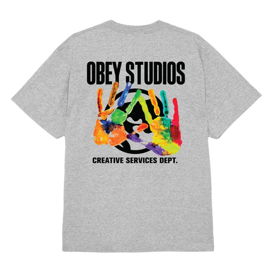 T-Shirt Uomo Obey Creative Service Dpt Grigio Melange