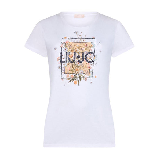 T-Shirt Donna Liu-Jo Scollo G/C Stampa Bianco