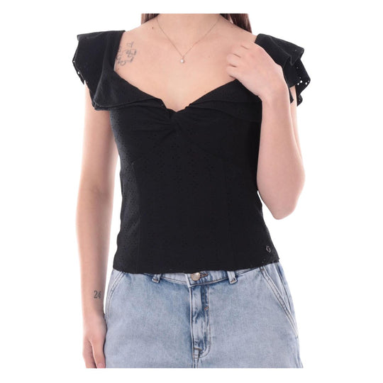 Top Donna Guess Teodolida Traforata Nero