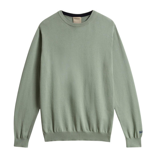 Maglia Uomo Woolrich Logo Cotton Crew Nack Verde Salvia