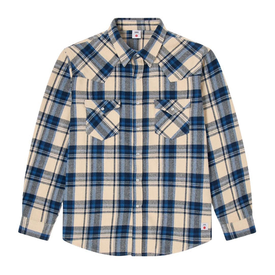 Camicia Uomo Edwin Western Shirt Check Blu/Panna