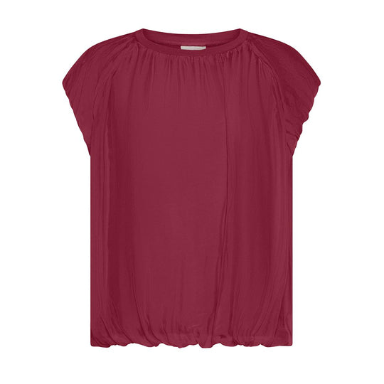 T-Shirt Donna Deha In Cotone Leggero Con Starti Di Seta Bordeaux