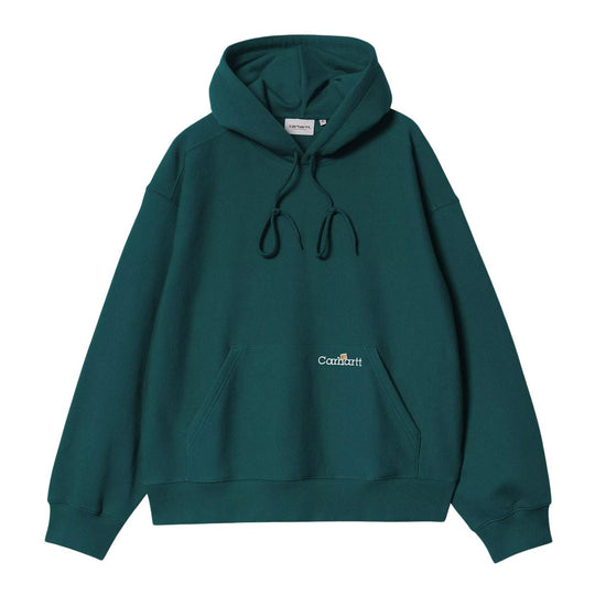 Felpa Uomo Carhartt WIP Hooded Label Script Sweat Verde