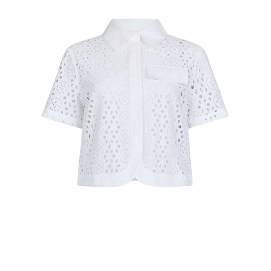 Damenbluse Liu-Jo Cropped Sangallo Weiß