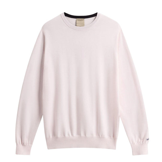 Maglia Uomo Woolrich Logo Cotton Crew Nack Rosa