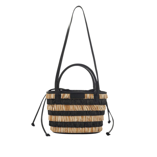 Borsa Donna Manila Grace Shopping Mini Raffia Corda/Nero