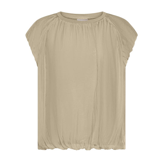 T-Shirt Donna Deha In Cotone Leggero Con Starti Di Seta Beige