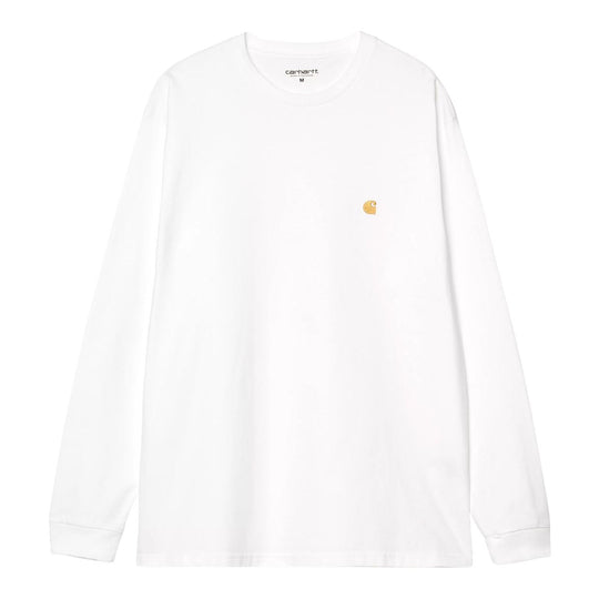 T-Shirt Uomo Carhartt Wip L/S Chase Bianco/Oro