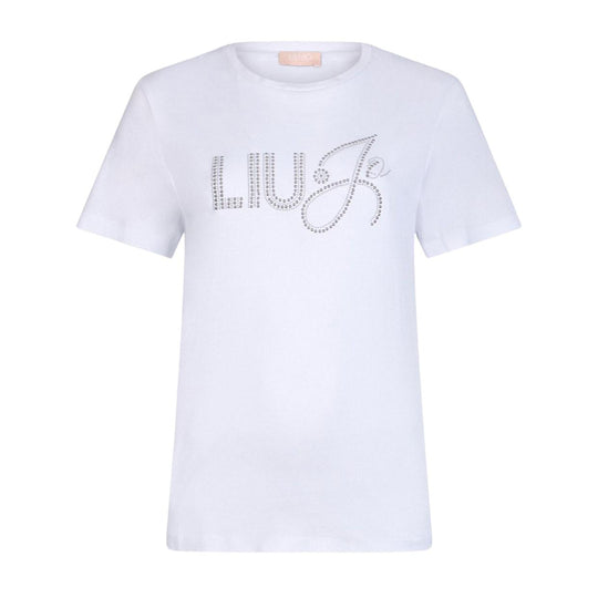 T-Shirt Donna Liu-Jo Ricamo Borchie Bianco