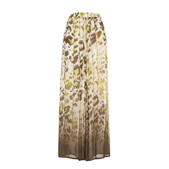 Pantalone Donna Manila Grace Pantapalazzo Maculato Verde/Panna