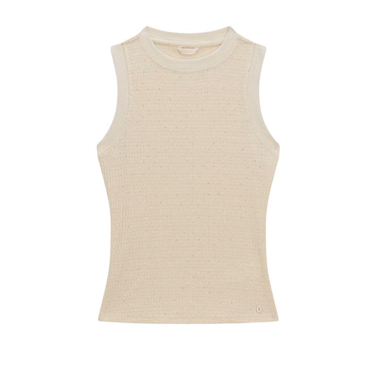 Canotta Donna Guess Francine Top Strass Beige