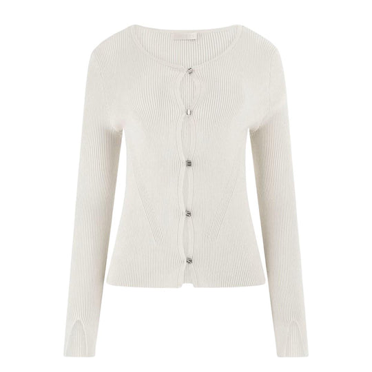 Cardigan Donna Guess Bottoni Logo Beige