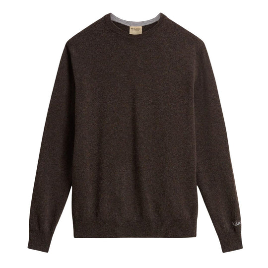 Maglia Uomo Woolrich Lambswool Crewneck Marrone Melange
