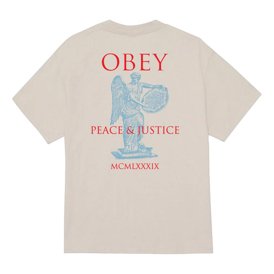 T-shirt Uomo Obey Peace & Justice Statue Grigio Chiaro