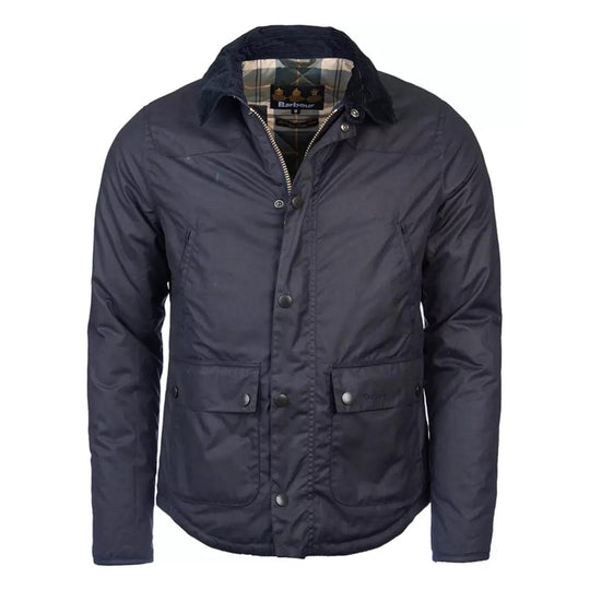 Giubbino Uomo Barbour Reelin Waxed Cotton Blu Navy