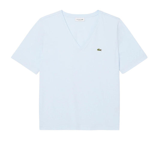 T-shirt Donna Lacoste Scollo V Celeste