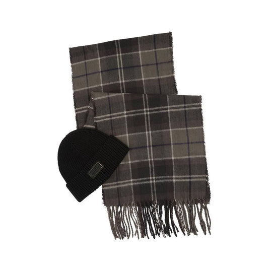 Set Regalo Uomo Barbour International Cappello + Sciarpa Sweeper Beanie & Scarf Nero