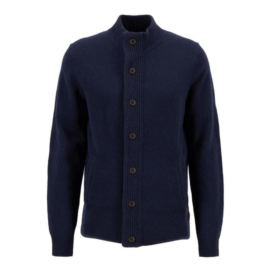 Maglione Uomo Barbour Patch Zip Thru Blu Navy