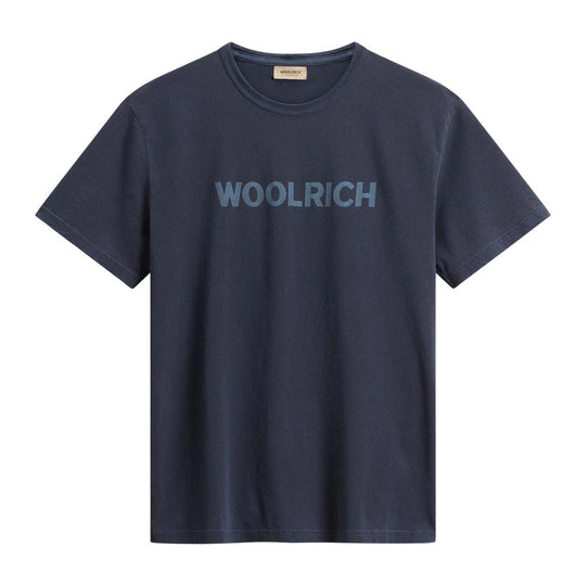 T-Shirt Herren Woolrich Logo Einfarbig Blau
