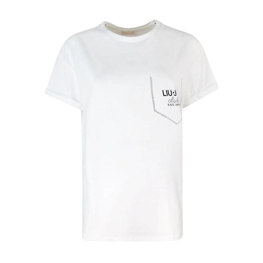 T-shirt Donna Liu-Jo Pocket Strass Bianco