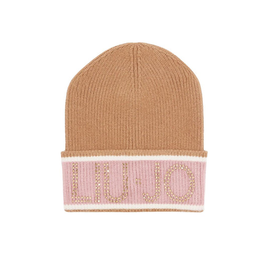 Cappello Donna LIU-JO Beanie C/Block Logo Cammello/Rosa