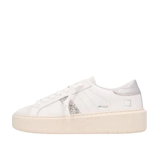 Sneakers Donna D.A.T.E. Hill Low Platform Calf Bianco / Argento