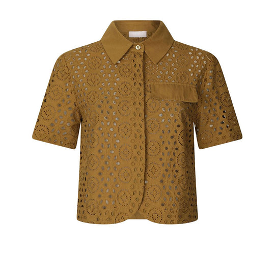 Liu-Jo Women's Cropped Sangallo Shirt Green