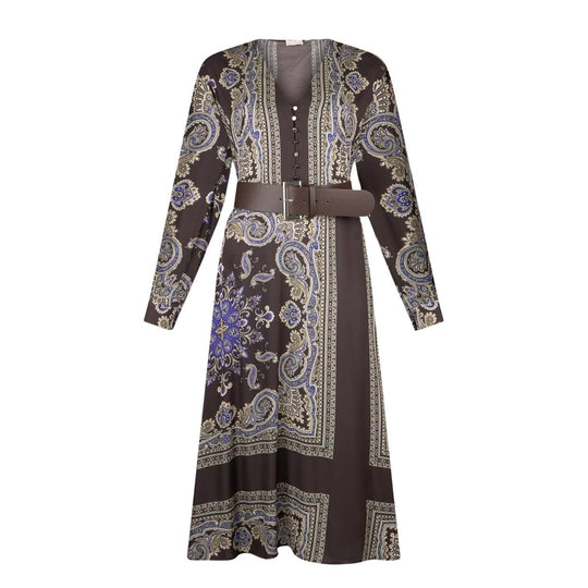 Abito Donna LIU-JO Fantasia Cachemire Marrone/Verde/Lilla