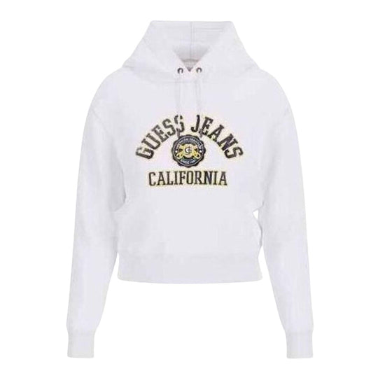 Felpa Donna Guess Jeans Cappuccio Bianco