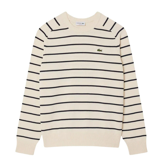 Lacoste Men's Striped Sweater White Cream / Blue
