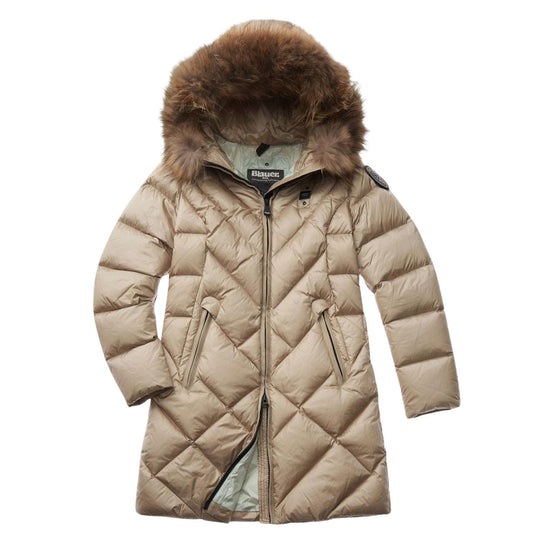 Piumino Lungo Donna Blauer Althea Beige