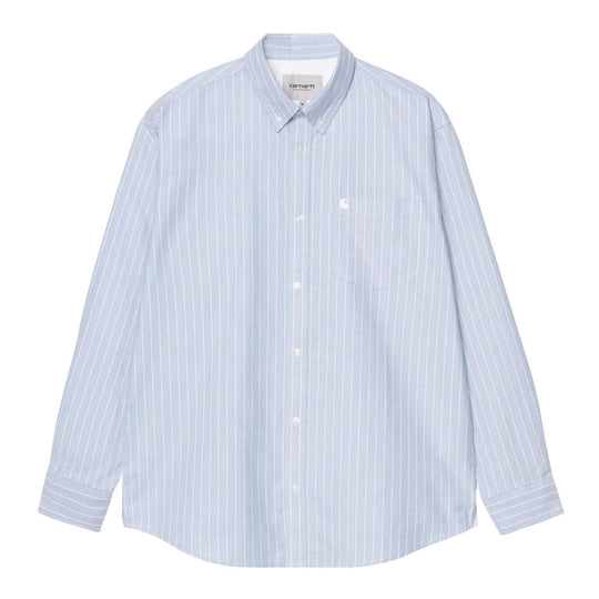 Camicia Donna Carhartt L/S Cassel Shirt Cotton Celeste/Bianco