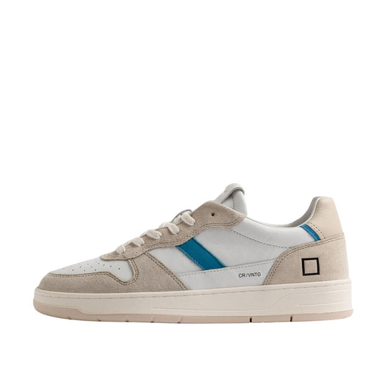 Sneakers Uomo D.A.T.E. Court 2.0 Vintage Calf Bianco / Blu