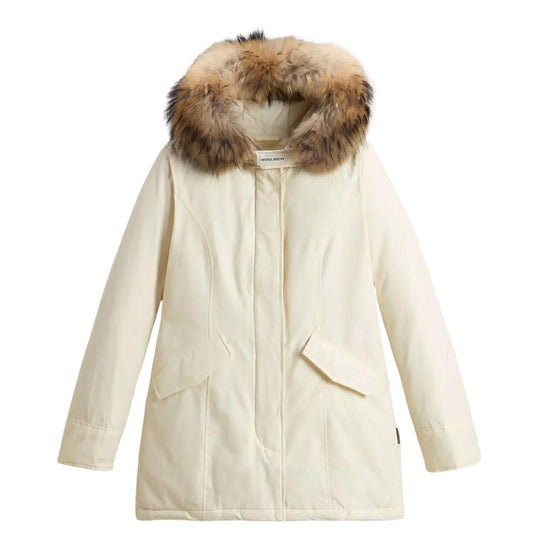 Giubbino Donna Woolrich Arctic Parka Ramar Pelliccia Removibile Bianco Panna