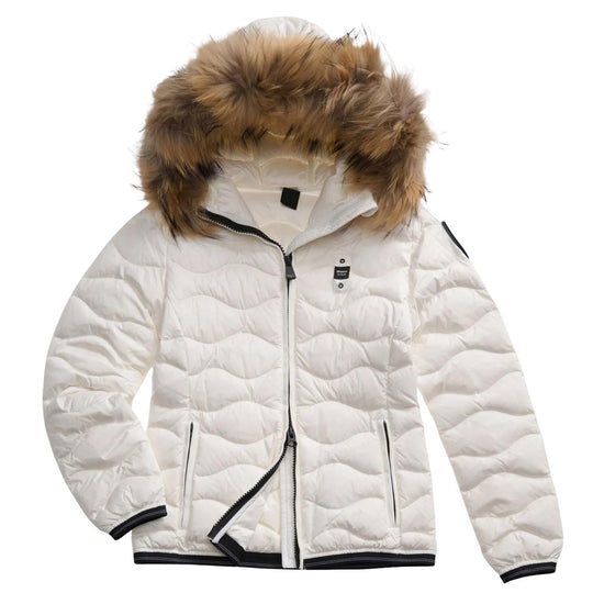 Piumino Donna Blauer Bordo Pelliccia Aldie Bianco