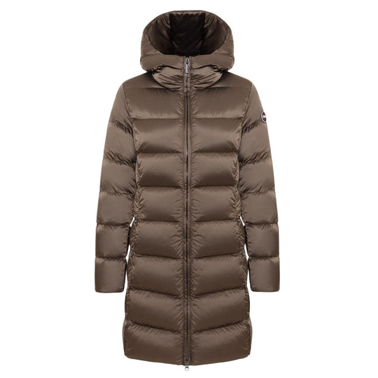 Piumino Donna Colmar Lungo Con Cappuccio 180 Grammi Tortora