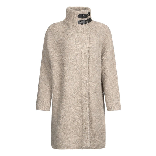 Cappotto Donna LIU-JO Lungo Maglia Boucle Beige