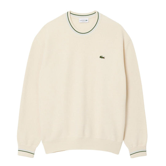 Lacoste Men's Striped Sweater White Cream